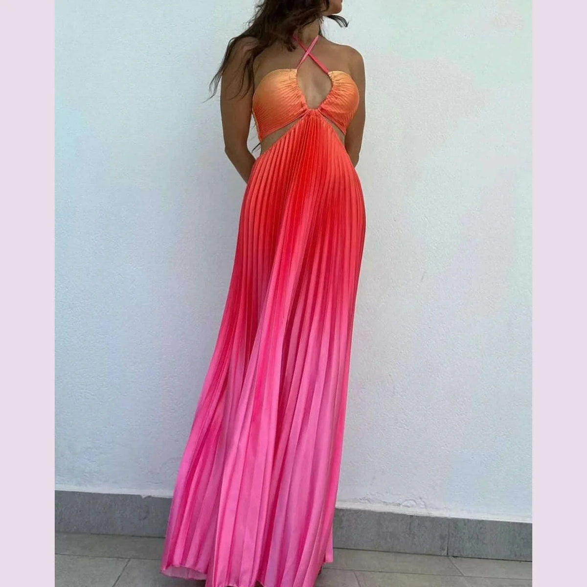 2024 Summer Fashion Women Long Dress Sexy Halter Neck Dress Sleeveless Hanging Trint Comfortable Party Club Women Streetwear