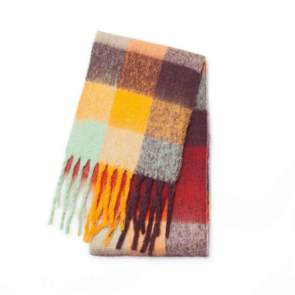 2024 Winter Thick Warm Scarf Women Cashmere Shawl and Wraps Pashmina Neckerchief Bufanda Female Rainbow Hairy Tessel Echarpe New