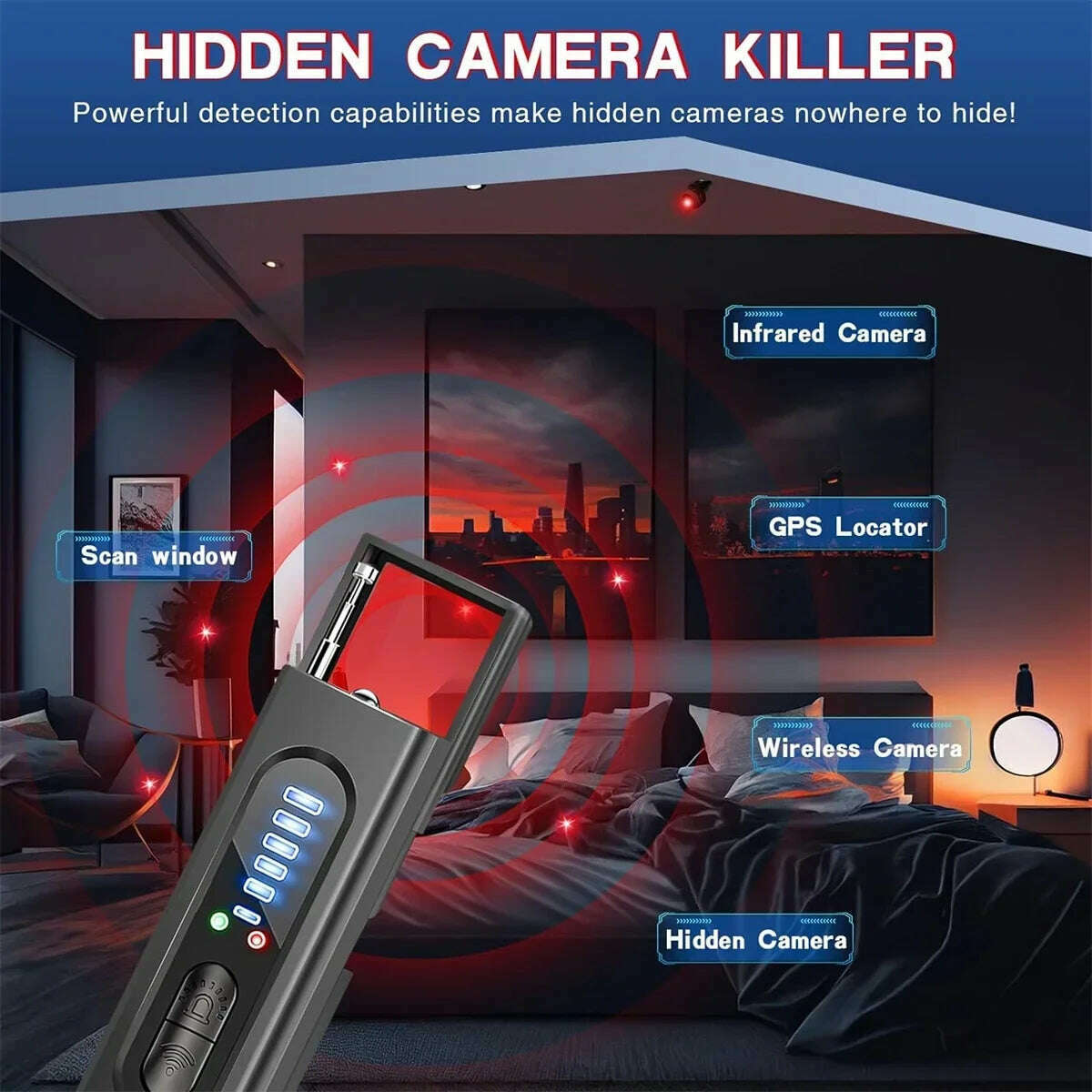 2025 New Camera Detector,Rf Wireless Signal Scanner, Camera Detector For Security Protection, GPS Tracking Detector & Siren