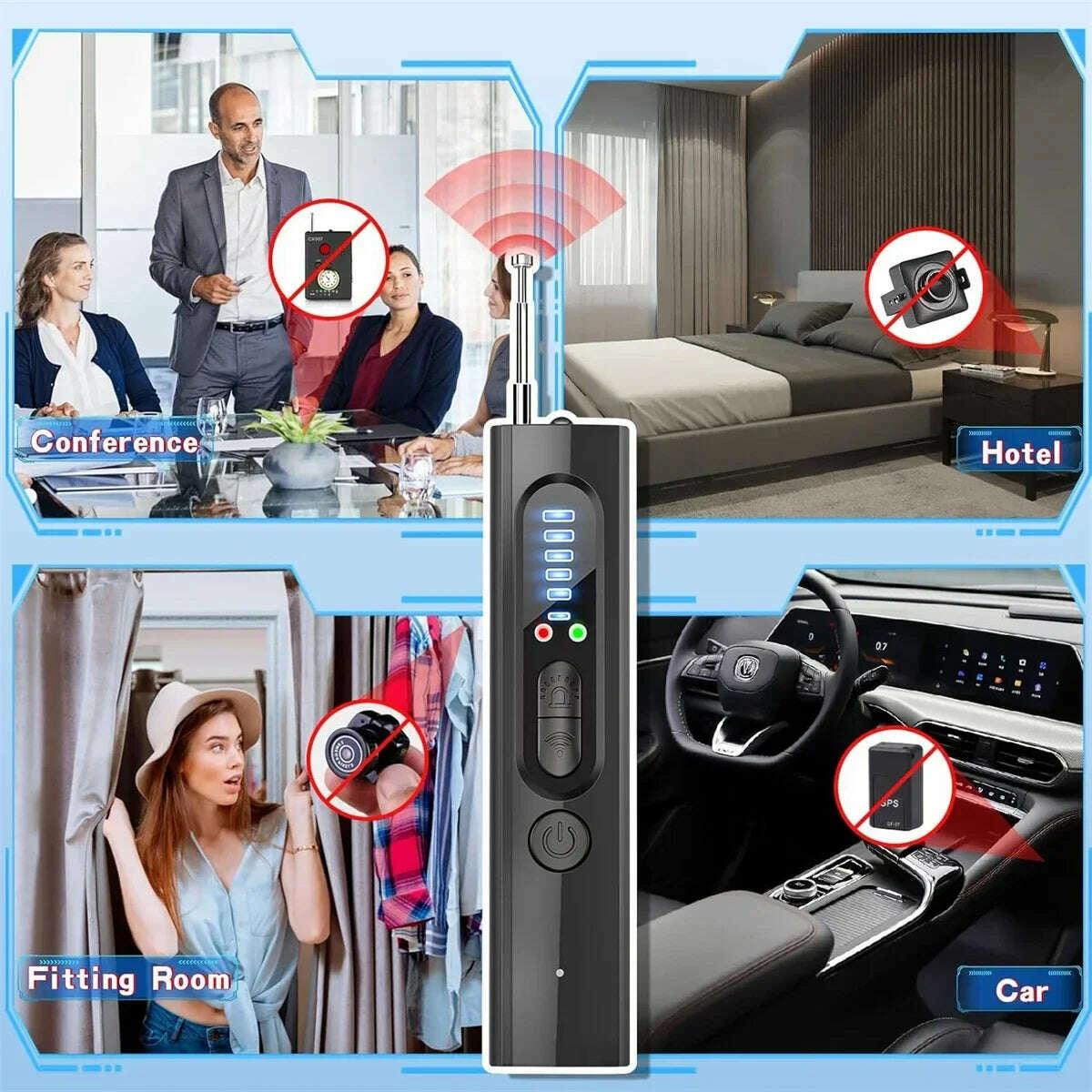 2025 New Camera Detector,Rf Wireless Signal Scanner, Camera Detector For Security Protection, GPS Tracking Detector & Siren