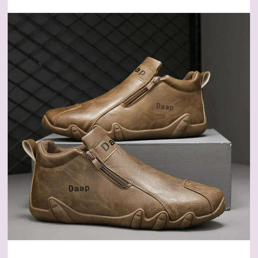 2025 New Casual shoe for Men Luxury Round Toe Men Ankle Boots Light Slip on Walking shoe Outdoor Comfor Men High Top Sneakers