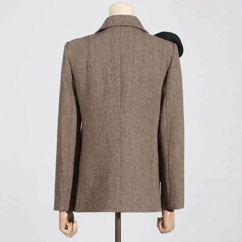 2025 Spring New Elegant Commuting Style Handmade Embroidered Flower Decoration Spliced Double Row Button Women's Suit Jacket