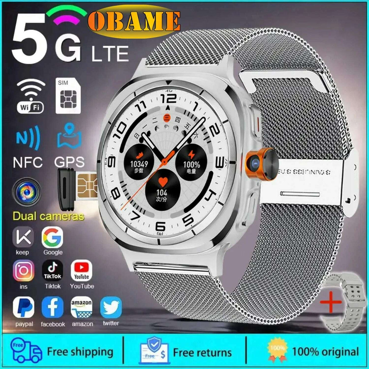 2025New U8 Ultra AMOLED Android 9.0 Smart Watch Men Women Galaxy Watch 7 Ultra 4G 5G SIM Card WiFi GPS NFC Camera Sport Watches