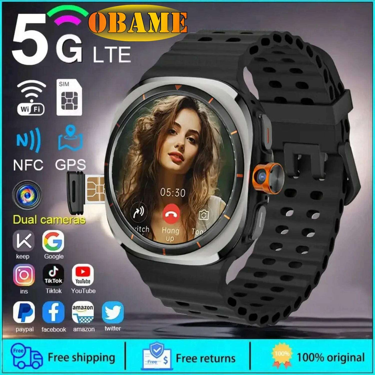 2025New U8 Ultra AMOLED Android 9.0 Smart Watch Men Women Galaxy Watch 7 Ultra 4G 5G SIM Card WiFi GPS NFC Camera Sport Watches