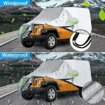 210D Waterproof Full Car Cover for JEEP Wrangler JK JL 2-Door / 4-Door 2007-2020 Weather Protection Cover Outdoor Snow Rain Dust
