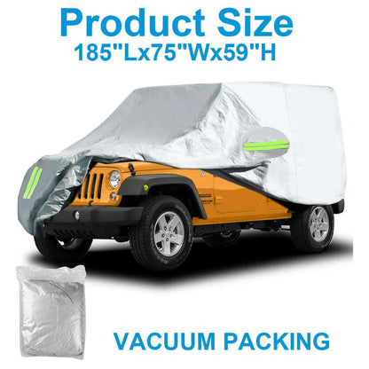 210D Waterproof Full Car Cover for JEEP Wrangler JK JL 2-Door / 4-Door 2007-2020 Weather Protection Cover Outdoor Snow Rain Dust