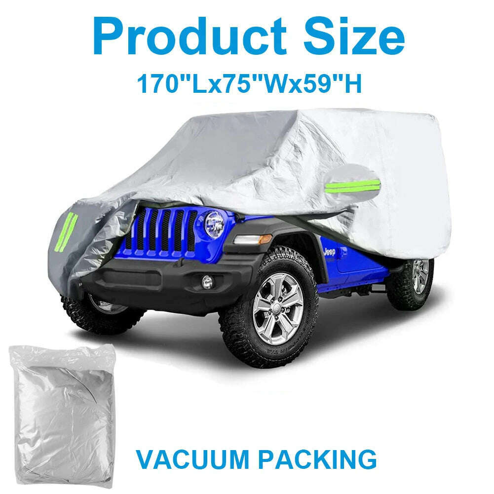 210D Waterproof Full Car Cover for JEEP Wrangler JK JL 2-Door / 4-Door 2007-2020 Weather Protection Cover Outdoor Snow Rain Dust