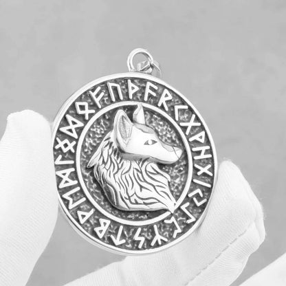 316L Stainless Steel Viking Odin Wolf Necklace Men's Back Helm of Awe Rune Amulet Odin Symbol Pendant Necklace Gift Punk Jewelry