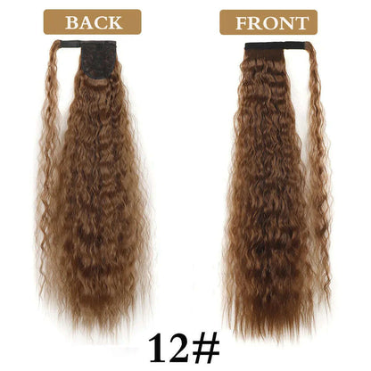 32 Inch Long Ponytail Hair Extension Corn Wavy Texture Synthetic Afro Kinky Curly Ponytail Women Hairpieces Wrap On Pony Tail