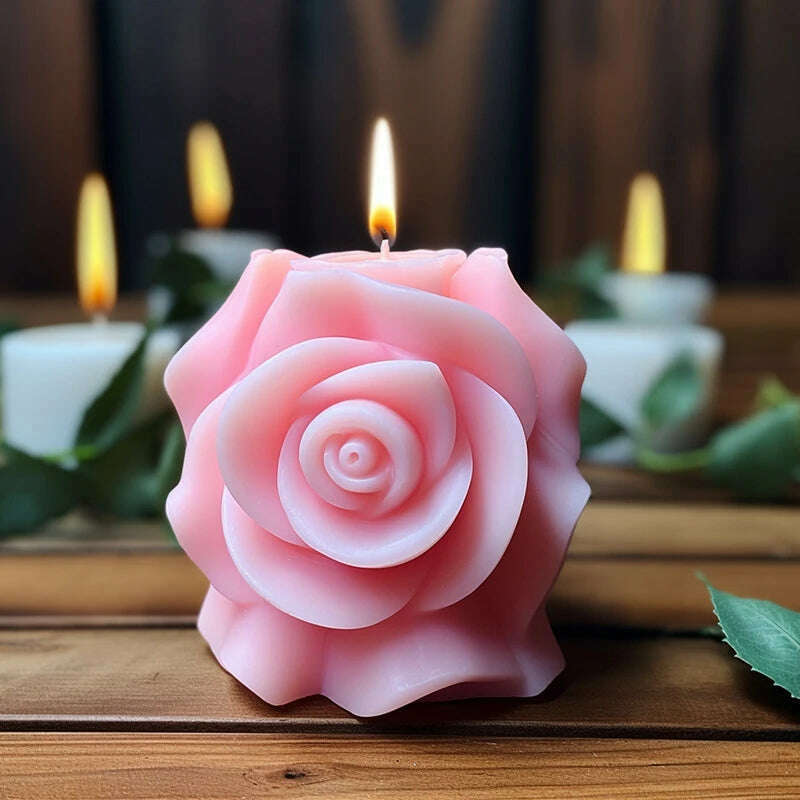 3D Rose Pillar Candle Silicone Mold Handmade Valentine's Day Flower Bouquet Soap Gypsum Resin Molds Wedding Decor Crafts Gifts