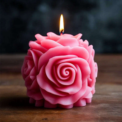 3D Rose Pillar Candle Silicone Mold Handmade Valentine's Day Flower Bouquet Soap Gypsum Resin Molds Wedding Decor Crafts Gifts