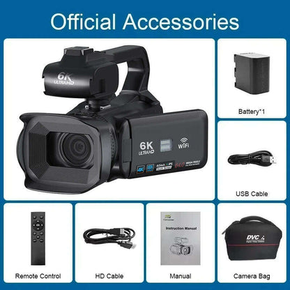 6K Professional Video Cameras for Photography 64MP Ultra HD 18X Digital Zoom Camcorders YouTube Live Streaming Vlogging Recorder