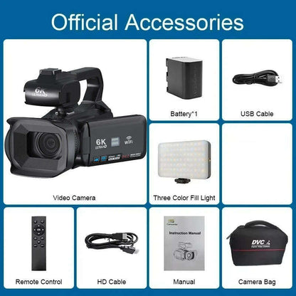 6K Professional Video Cameras for Photography 64MP Ultra HD 18X Digital Zoom Camcorders YouTube Live Streaming Vlogging Recorder