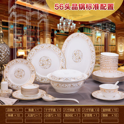 Porcelain Dinner Set Bone China Tableware Ceramic Dish Ensemble Dinnerware Collection Elegant Diner Service Kit - Kimlud