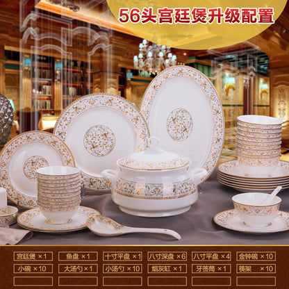Porcelain Dinner Set Bone China Tableware Ceramic Dish Ensemble Dinnerware Collection Elegant Diner Service Kit - Kimlud