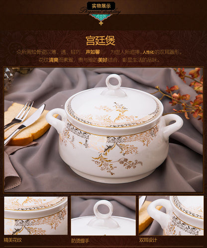 Porcelain Dinner Set Bone China Tableware Ceramic Dish Ensemble Dinnerware Collection Elegant Diner Service Kit - Kimlud