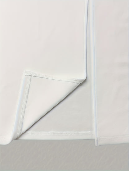 Elegant Women'S Bodycon Dress - Long Sleeve V-Neck with Belt, High-Low Hem, Stretchy Polyester Blend, Solid Color, Perfect for All Seasons, Versatile Fashion | Belted Waist Dress | Glossy Texture