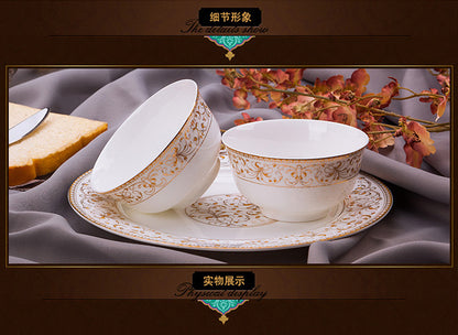 Porcelain Dinner Set Bone China Tableware Ceramic Dish Ensemble Dinnerware Collection Elegant Diner Service Kit - Kimlud
