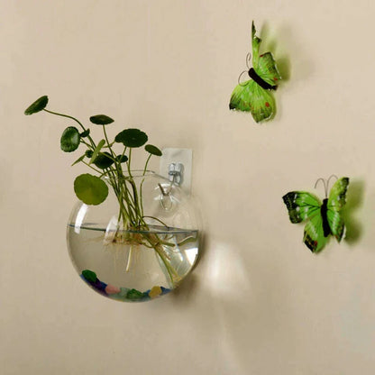 8cm/10cm/12cm Wall Hanging Hydroponic Glass Vase Small Hanging Fish Tank Wall Mount Glass Vase Landscape Decoration