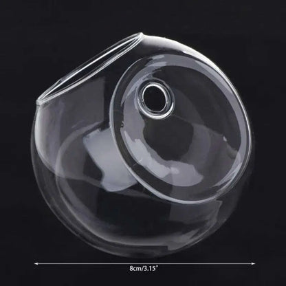 8cm/10cm/12cm Wall Hanging Hydroponic Glass Vase Small Hanging Fish Tank Wall Mount Glass Vase Landscape Decoration