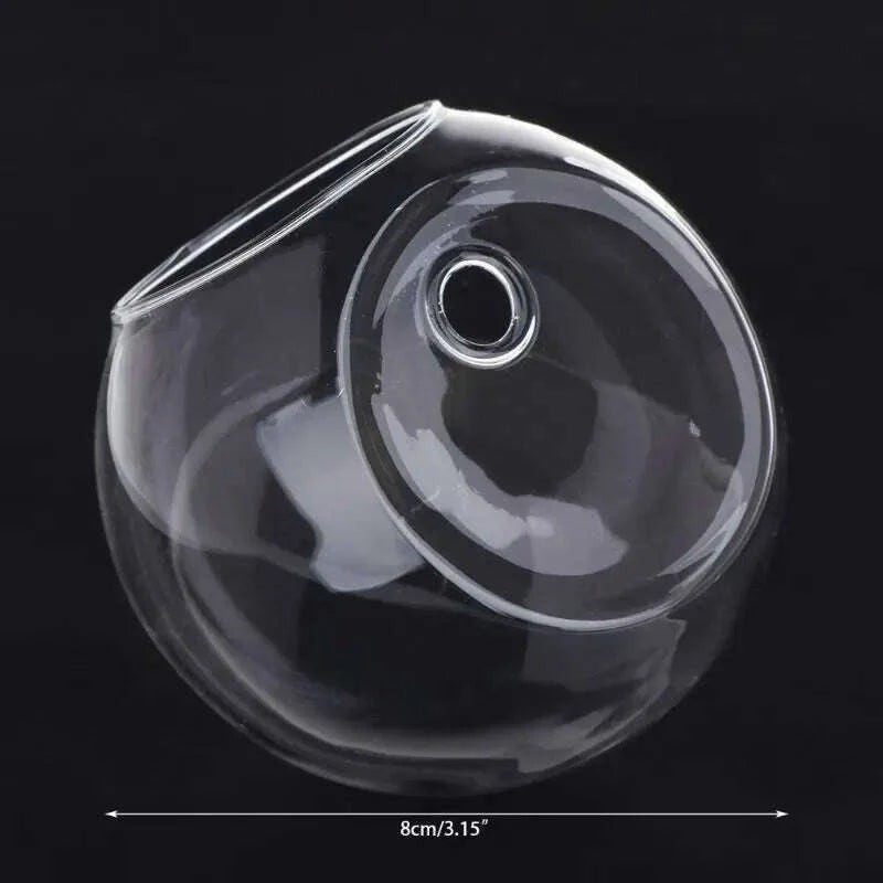 8cm/10cm/12cm Wall Hanging Hydroponic Glass Vase Small Hanging Fish Tank Wall Mount Glass Vase Landscape Decoration