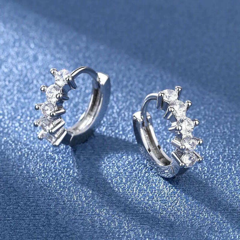 925 Sterling Silver Jewelry Women Fashion Cute Tiny Clear Crystal CZ Stud Earrings Gift for Girls Teens Lady Gift