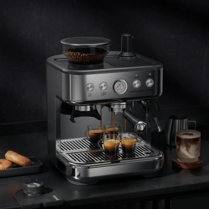 Towallmark espresso machine with grinder, 15 bar, PID control, 250g bean hopper, 360° steam wand, 2.3 L water tank,...
