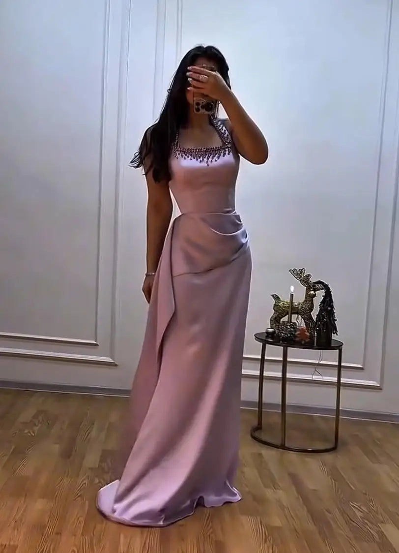 Ofherown Purple Rhinestone Beaded Satin Prom Gown Halter Formal Evening Dress Women Bodycon Party Dress 2026 New Customized