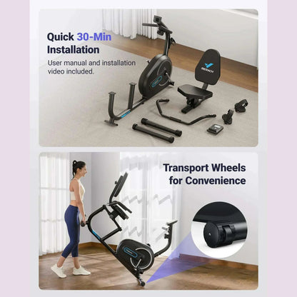 MERACH Recumbent Exercise Bike for Home with Smart Bluetooth Exclusive App Connectivity Heart Rate Handle   Magnetic Bikes S08