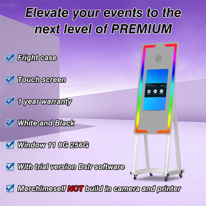 EU shipment of 65-inch mirror photo booth, portable selfie mirror photo booth, touch screen LED photo frame self-service termina - Kimlud