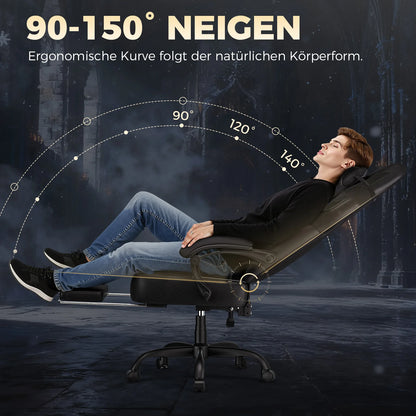 GTPLAYER Gaming Chair with Footrest, Gamer Armchair Height-Adjustable, 200 kg Load Capacity, Adjustable Armrests, Lumbar...