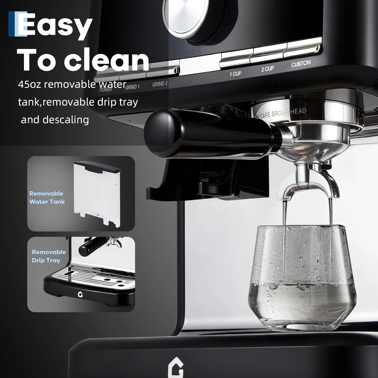 HiMISS 15 Bar Espresso Machine with Milk Frother and Grinder, 30 grind setting, Cappuccino & Espresso Coffee Maker |...
