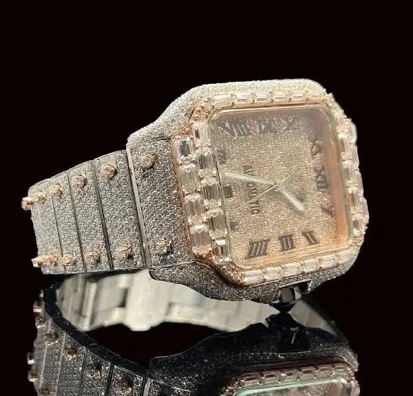 Luxury Men's Iced Hip Hop Watch VVS Moissanite Bustdown Mechanical Movement Diamond Tester Passing Platinum Stainless Square