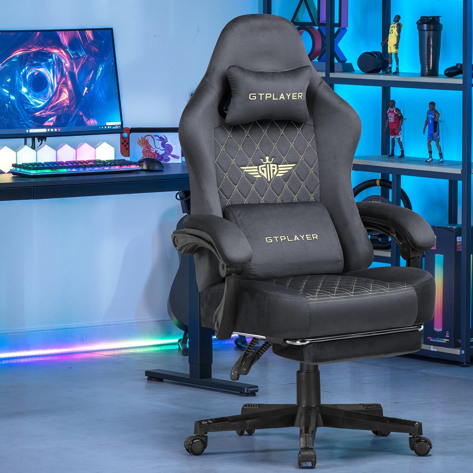GTPLAYER Gaming chair fabric Gaming Chair Ergonomic office boot PC chair, Adjustable and Rotatable Desk Chair | Kimlud...