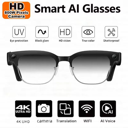 2026 New AI Smart Glasses 4K 8MP HD Camera Video 1080P 100+ Languages Translation WiFi Sunglasses Bluetooth Call Music...