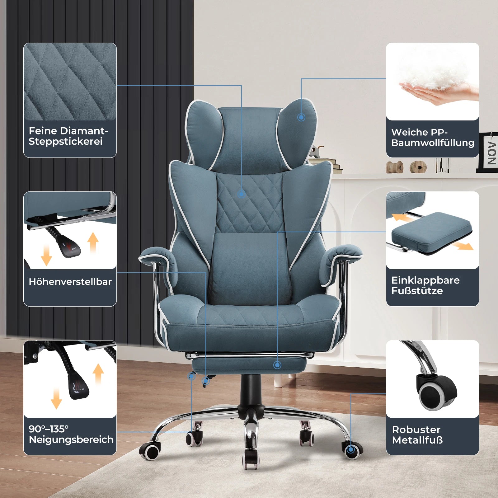 Gtplayer Gaming Chair, Office Chair with Pocket Spring Lumbar Support, Ergonomic and Comfortable Wide Office Computer Chair