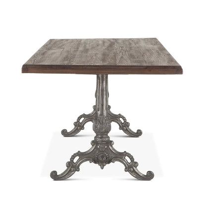 Teak Wood Rectangular Top Antique Nickel Cast Iron Base Industrial Work Stunning Dining Kitchen & Hotel Furniture Dining...