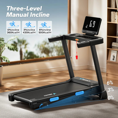 MERACH Foldable Treadmill T12 Incline Quiet Treadmills Double Deck Technology 4 Silicone Shock Cushion Heart Rate...
