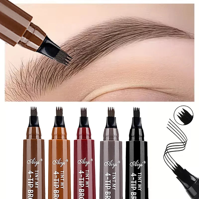 Four-Pronged Eyebrow Pencil Waterproof Long-Lasting Non-Decoloring Four-Pronged Wild Eyebrow Pencil Liquid Water Eyebrow...