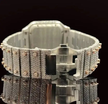 Luxury Men's Iced Hip Hop Watch VVS Moissanite Bustdown Mechanical Movement Diamond Tester Passing Platinum Stainless Square