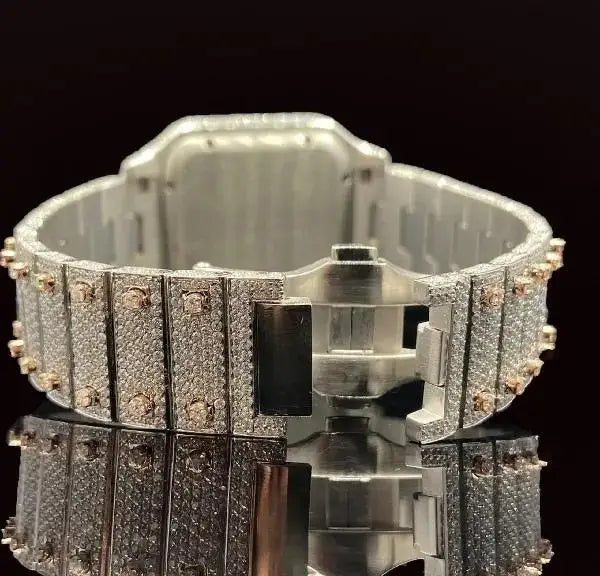 Luxury Men's Iced Hip Hop Watch VVS Moissanite Bustdown Mechanical Movement Diamond Tester Passing Platinum Stainless Square
