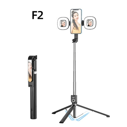 1.7M Extended Version Bluetooth Selfie Stick Double Fill Light Tripod with Remote Shutter for Android IOS Cell Phone