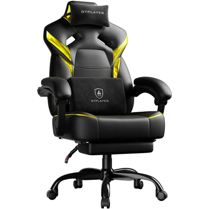 GTPLAYER Gaming Chair with Footrest, Gamer Armchair Height-Adjustable, 200 kg Load Capacity, Adjustable Armrests, Lumbar...