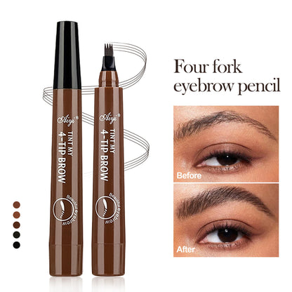 Four-Pronged Eyebrow Pencil Waterproof Long-Lasting Non-Decoloring Four-Pronged Wild Eyebrow Pencil Liquid Water Eyebrow...