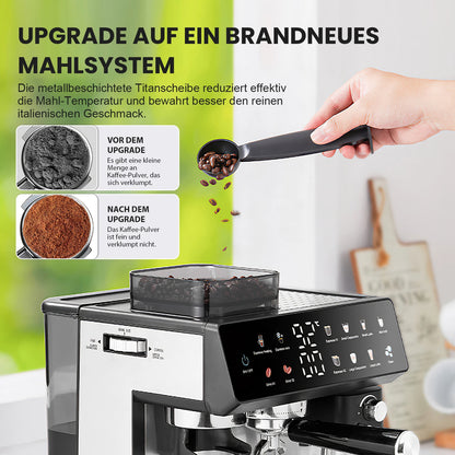 1350W coffee fully automatic, with dual boiler and milk frother, 2.7L water tank, touch screen, Bean and powder coffee |...