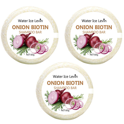 Onion and Biotin Shampoo Soap - 60g, Suitable for All Hair Types, Moisturizing and Smoothing, Rich in Rosemary Extract