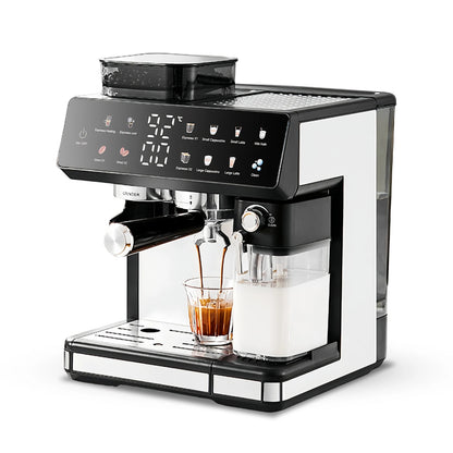 1350W coffee fully automatic, with dual boiler and milk frother, 2.7L water tank, touch screen, Bean and powder coffee |...