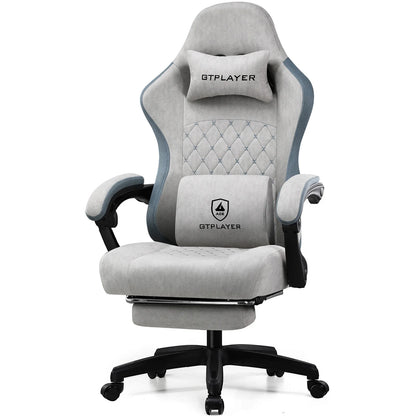 GTPLAYER Gaming Chair with Pocket Spring Cushion, Linkage Armrests & Footrest, Ergonomic Office Chair with Lumbar Support
