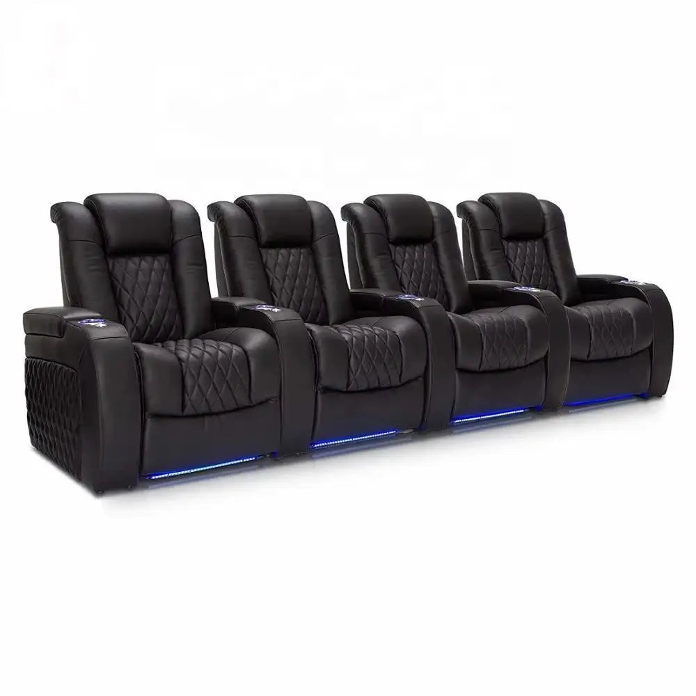 White Color 3seater Electric Cinema Sofa Home Theater Furniture Cinema Interior Home Theater Laydown Table Recliner Sofa Chair