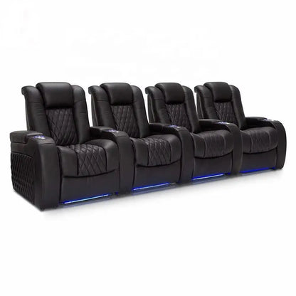 White Color 3seater Electric Cinema Sofa Home Theater Furniture Cinema Interior Home Theater Laydown Table Recliner Sofa Chair